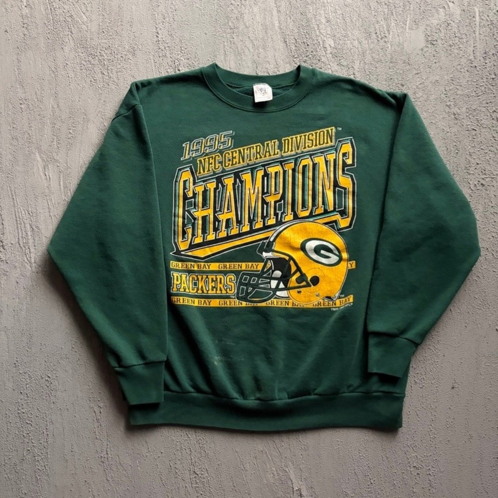 Vintage Green Bay Packers Sweatshirt XL Green 1990s NFC Champions NFL